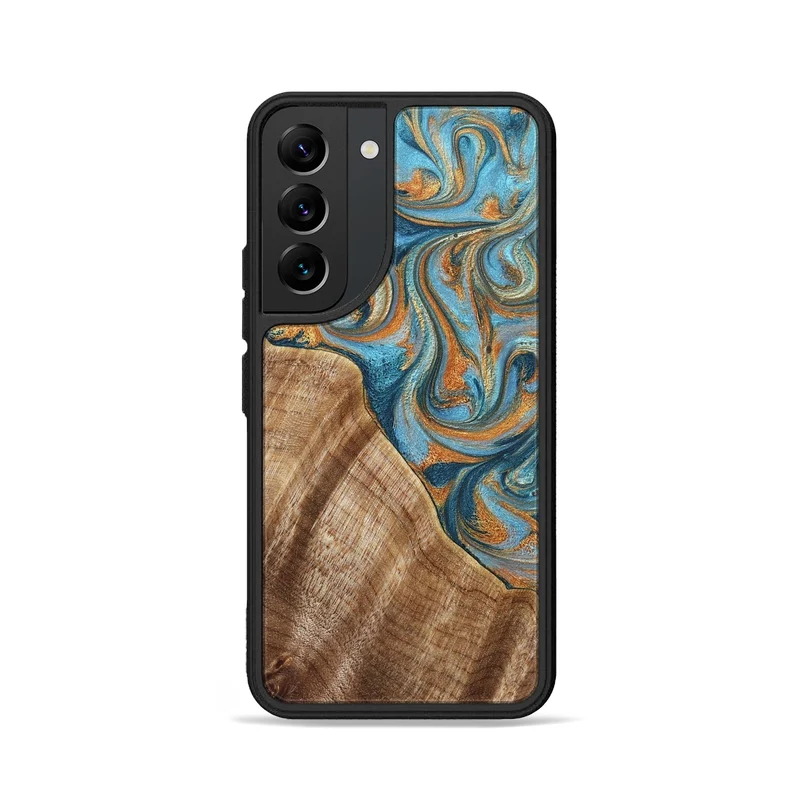 Galaxy S22 Wood Phone Case - Marylou (Teal & Gold, 829445)