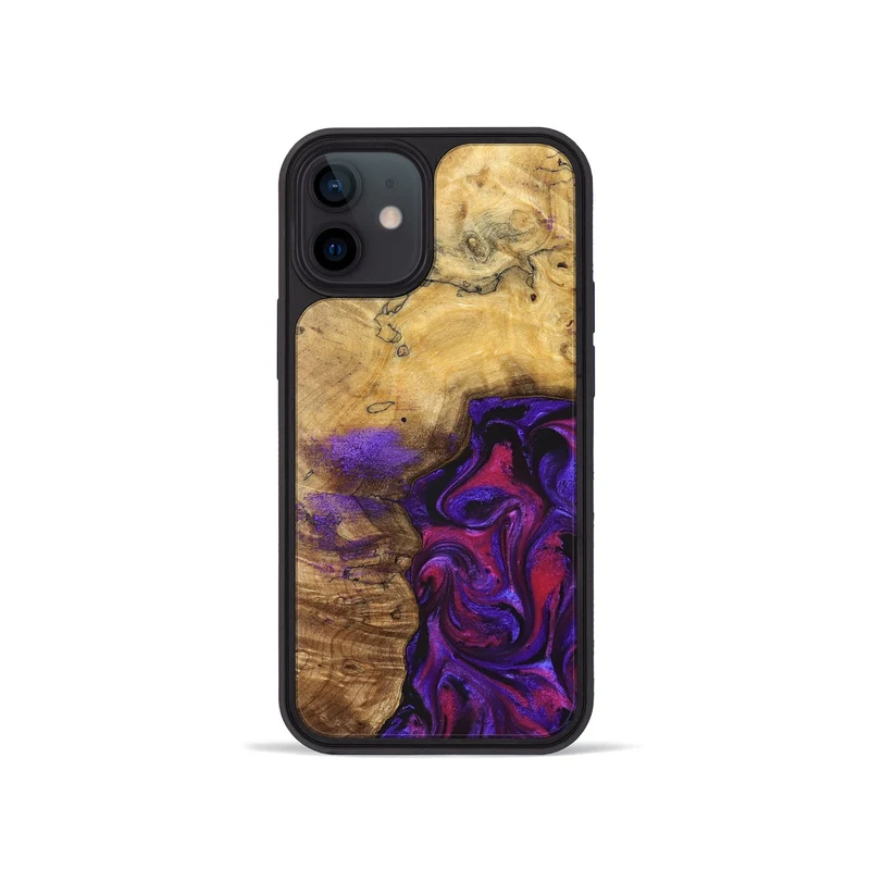 iPhone 12 mini Wood Phone Case - Keara (Purple, 829259)