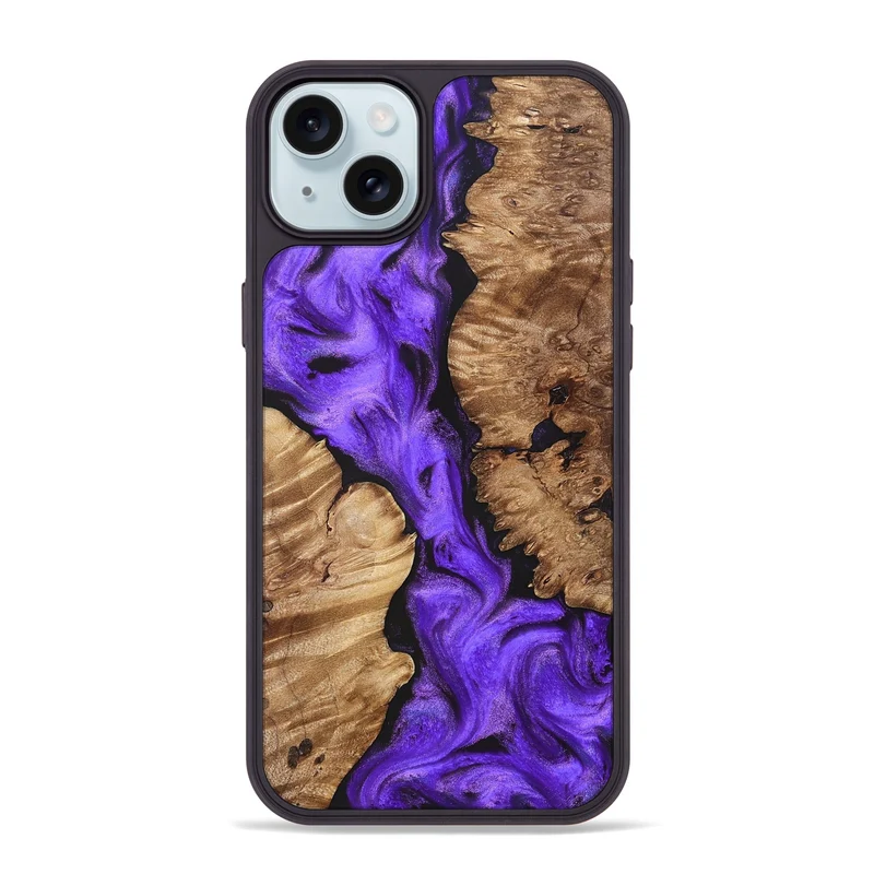 iPhone 15 Plus Wood Phone Case - Marlon (Purple, 829254)