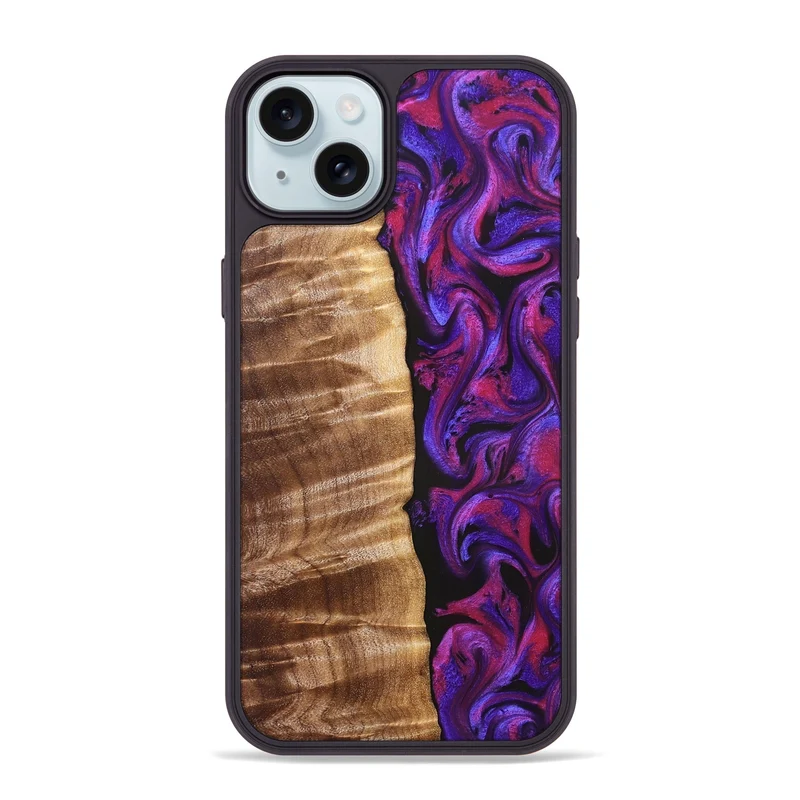 iPhone 15 Plus Wood Phone Case - Maye (Purple, 829257)