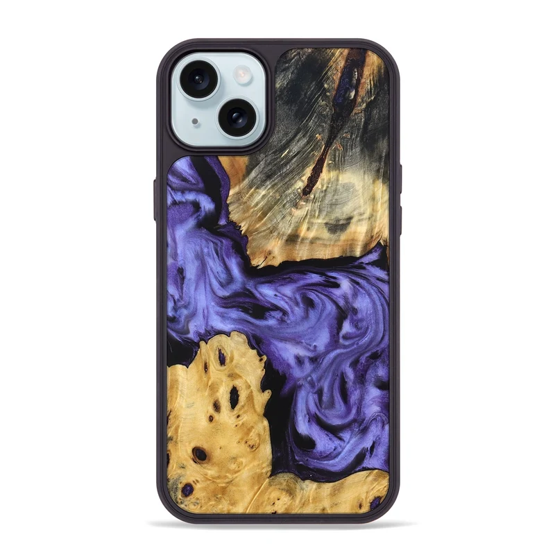 iPhone 15 Plus Wood Phone Case - Clem (Purple, 829256)