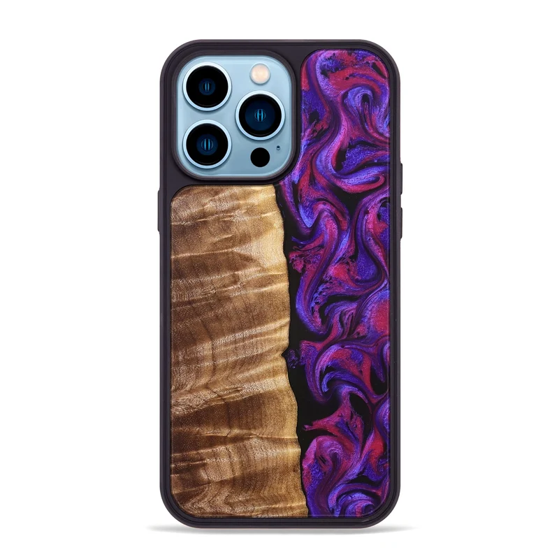 iPhone 14 Pro Max Wood Phone Case - Maye (Purple, 829257)