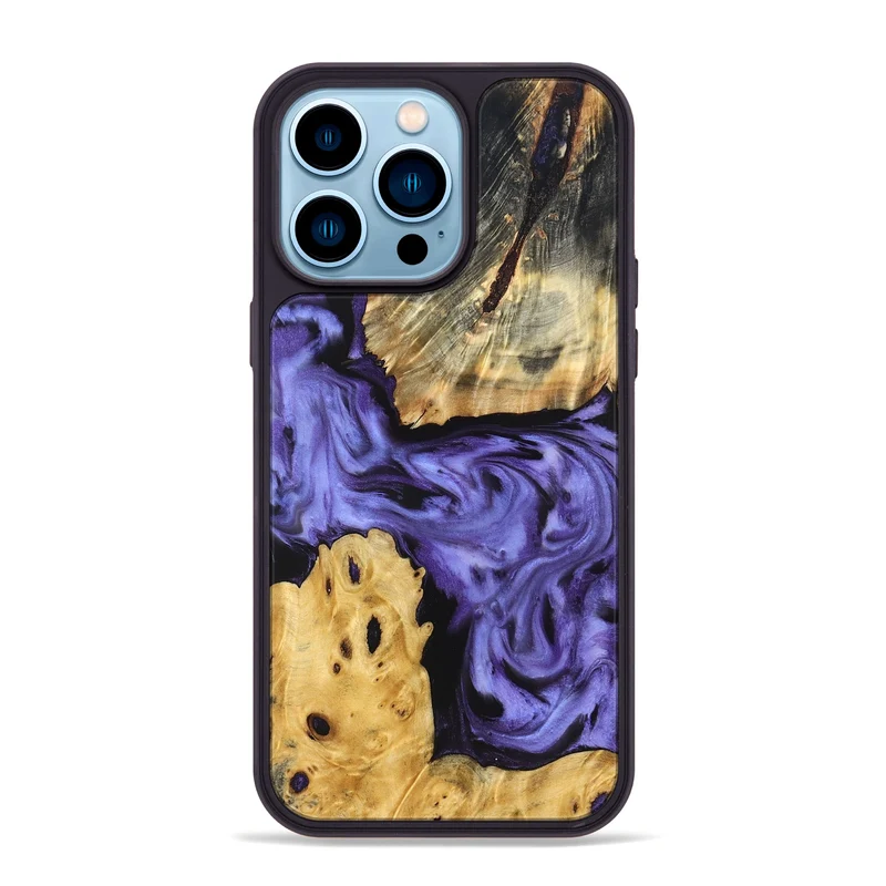 iPhone 14 Pro Max Wood Phone Case - Clem (Purple, 829256)