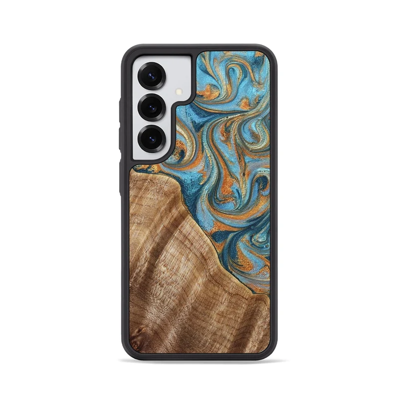 Galaxy S25 Wood Phone Case - Marylou (Teal & Gold, 829445)