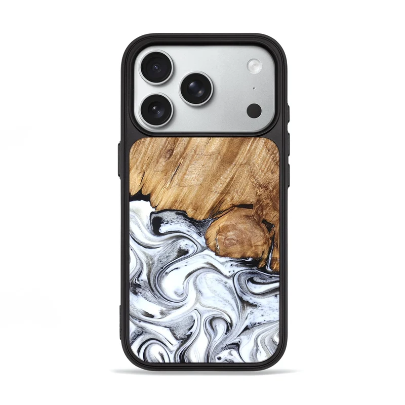 iPhone 18 Pro Wood Phone Case - Taft (Black & White, 829450)