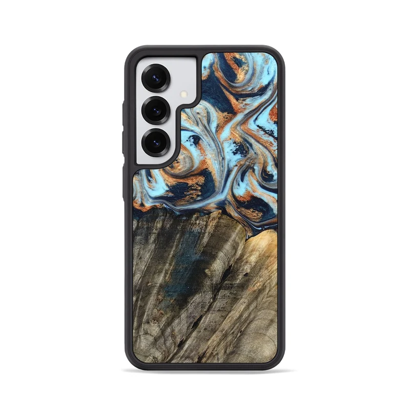 Galaxy S25 Wood Phone Case - Debra (Teal & Gold, 829443)