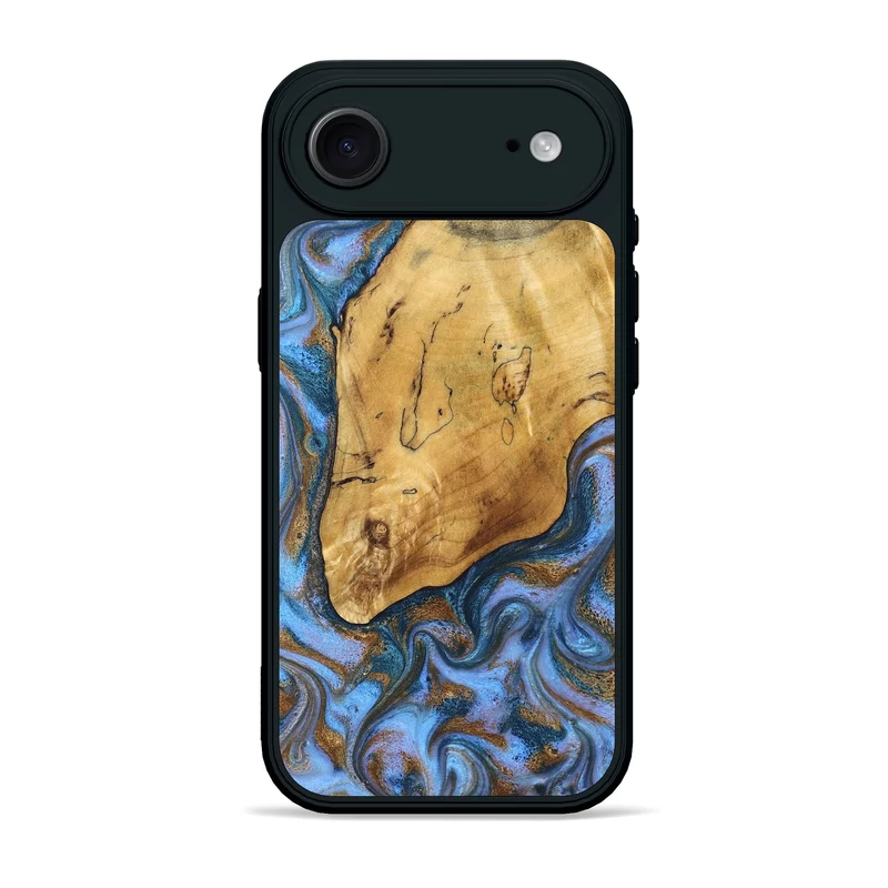 iPhone 17 Air Wood Phone Case - Tristen (Teal & Gold, 829446)