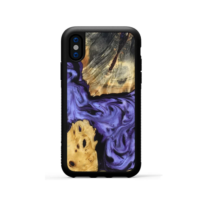 iPhone Xs Wood Phone Case - Clem (Purple, 829256)