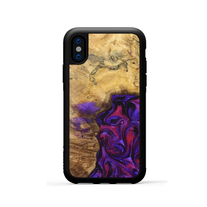 iPhone Xs Wood Phone Case - Keara (Purple, 829259)