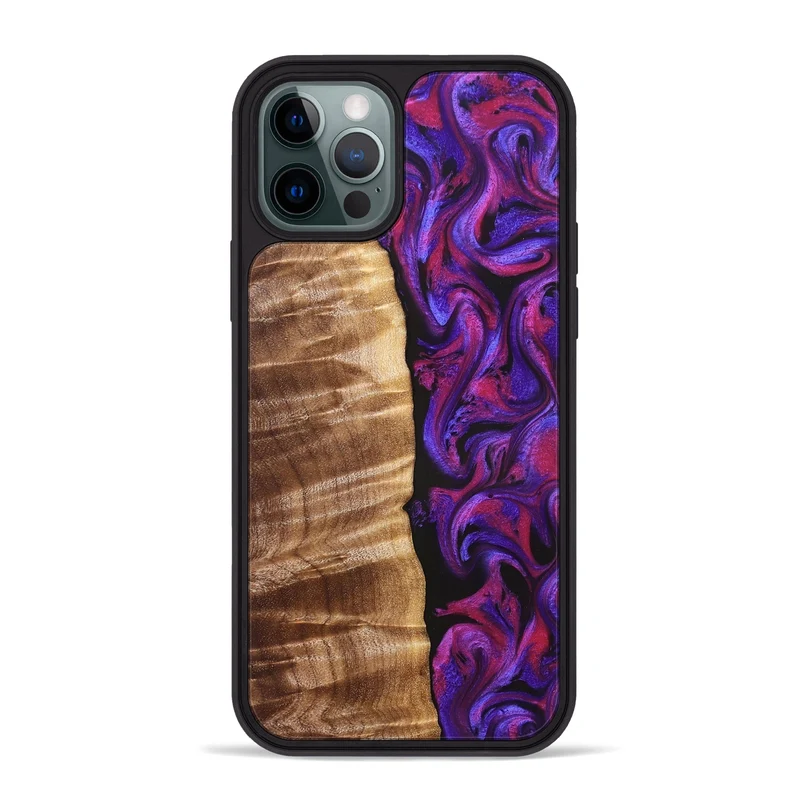 iPhone 12 Pro Max Wood Phone Case - Maye (Purple, 829257)