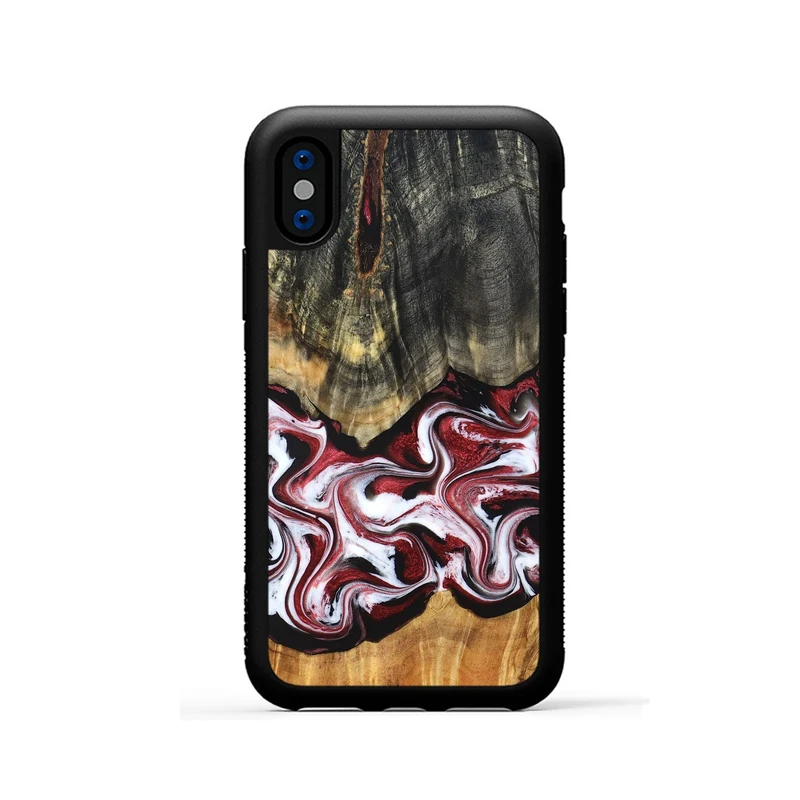 iPhone Xs Wood Phone Case - Ericka (Red, 829223)
