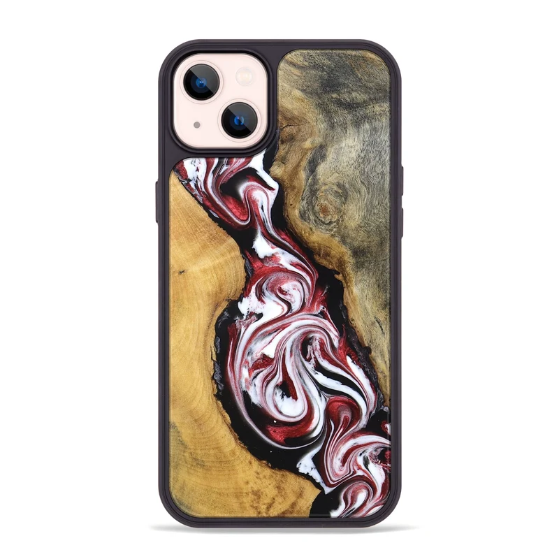iPhone 14 Plus Wood Phone Case - Estelle (Red, 829249)