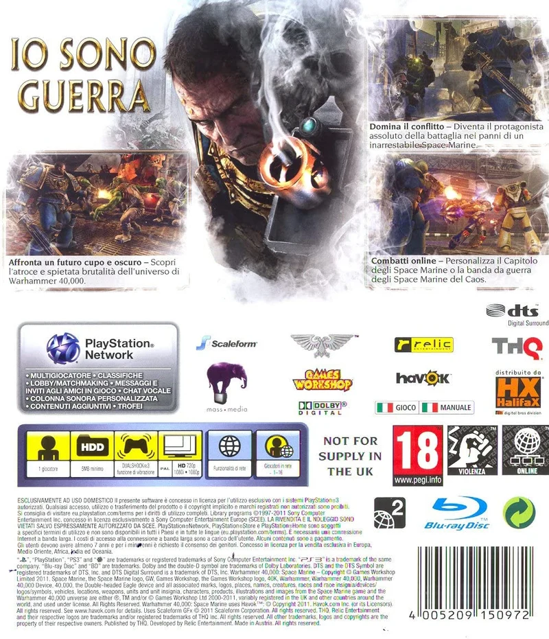 WARHAMMER 40.000: SPACE MARINE PLAYSTATION 3 EDIZIONE ITALIANA