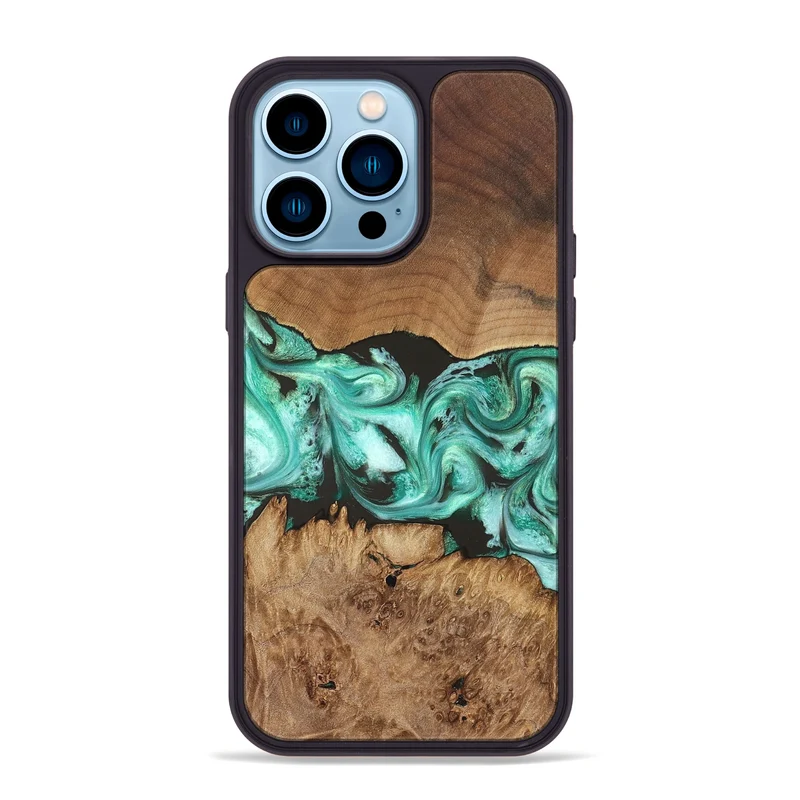 iPhone 14 Pro Max Wood Phone Case - Jamir (Green, 829420)