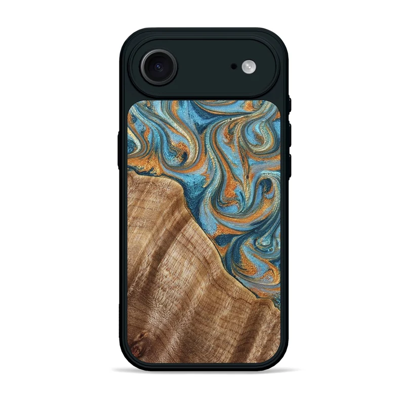 iPhone 17 Air Wood Phone Case - Marylou (Teal & Gold, 829445)
