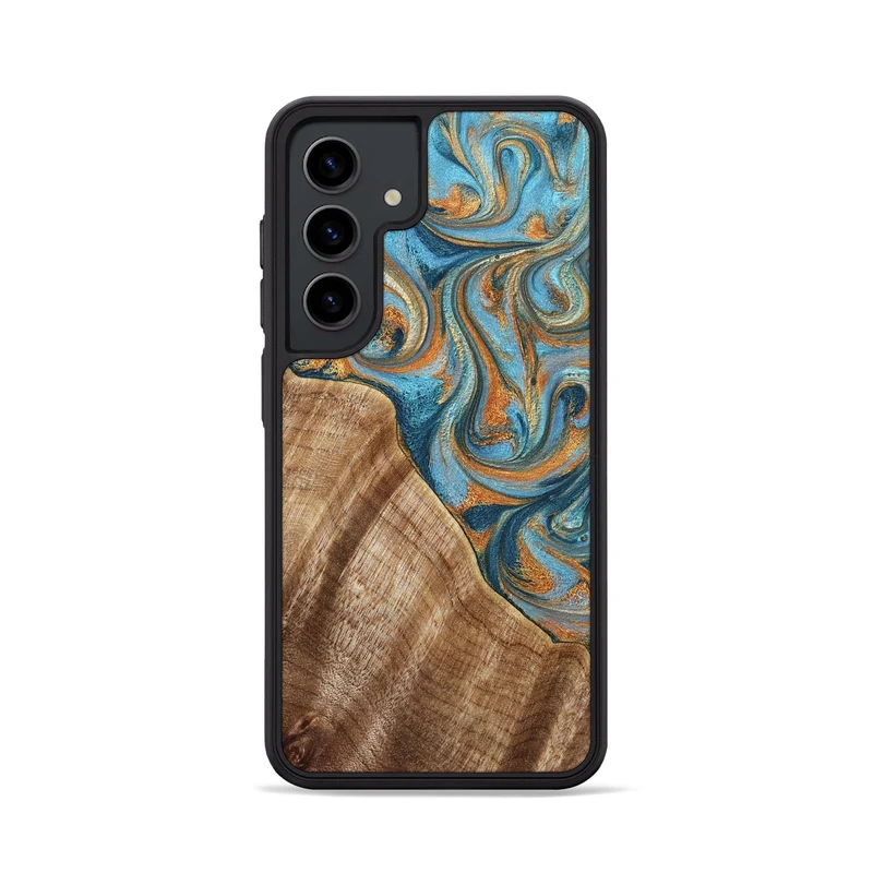 Galaxy S24 Wood Phone Case - Marylou (Teal & Gold, 829445)