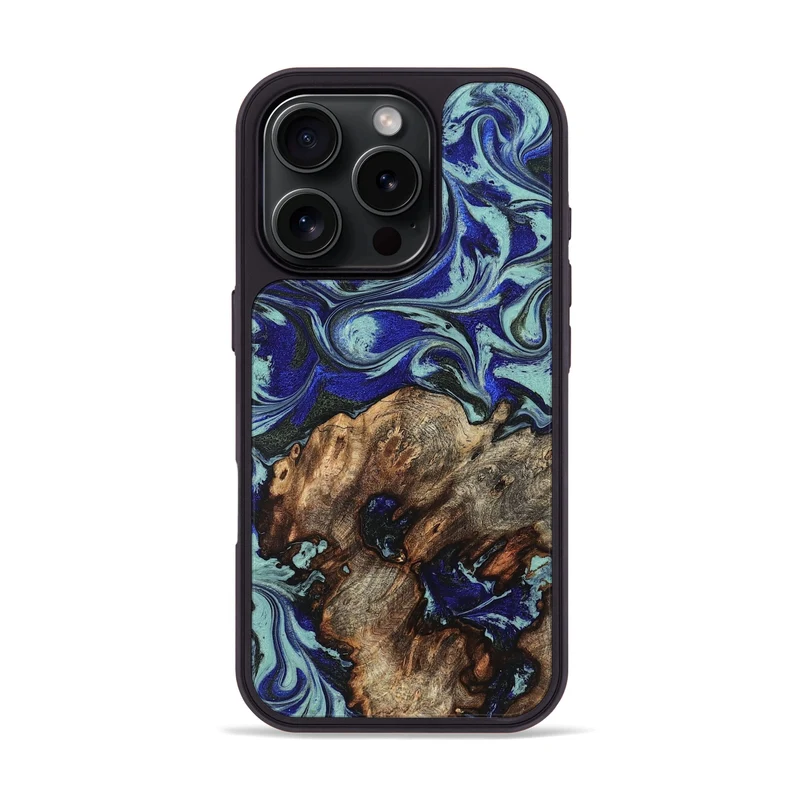 iPhone 16 Pro Wood Phone Case - Jairo (Blue, 829422)
