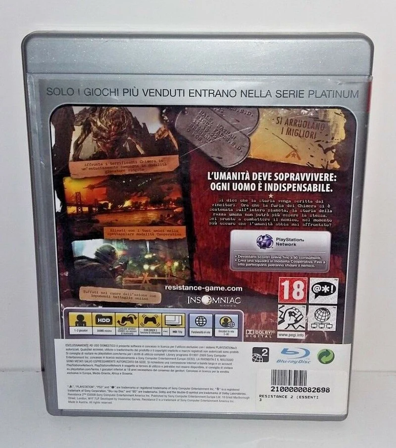 RESISTANCE 2 PLATINUM PLAYSTATION 3 EDIZIONE REGNO UNITO