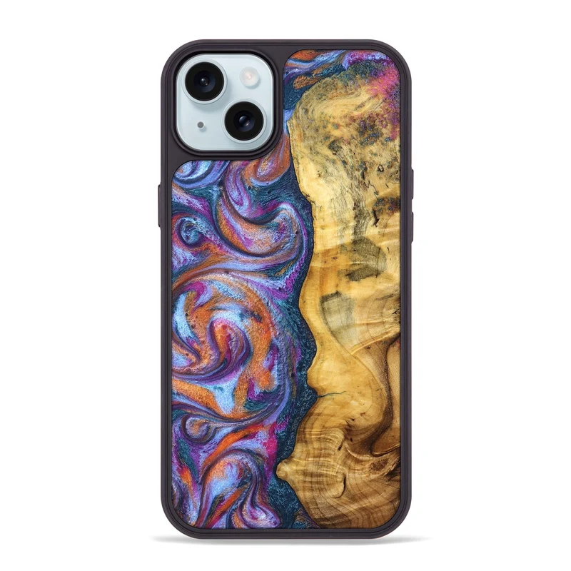 iPhone 15 Plus Wood Phone Case - Tiara (Blue, 829402)