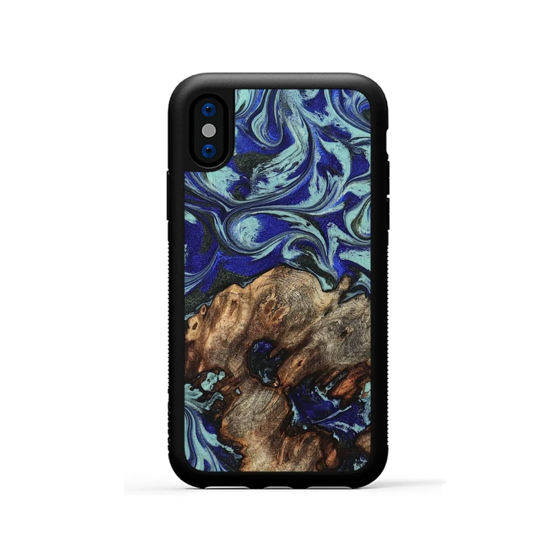 iPhone Xs Wood Phone Case - Jairo (Blue, 829422)