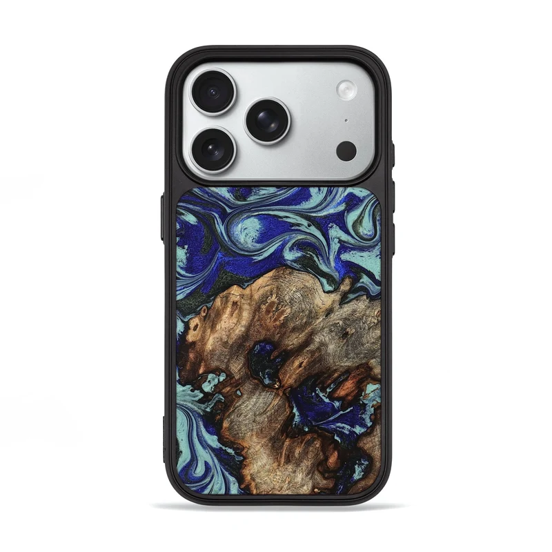 iPhone 18 Pro Wood Phone Case - Jairo (Blue, 829422)