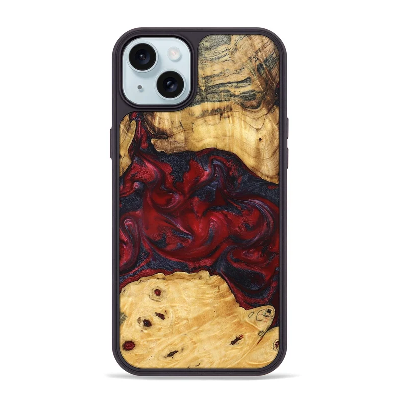 iPhone 15 Plus Wood Phone Case - Geneva (Red, 829431)