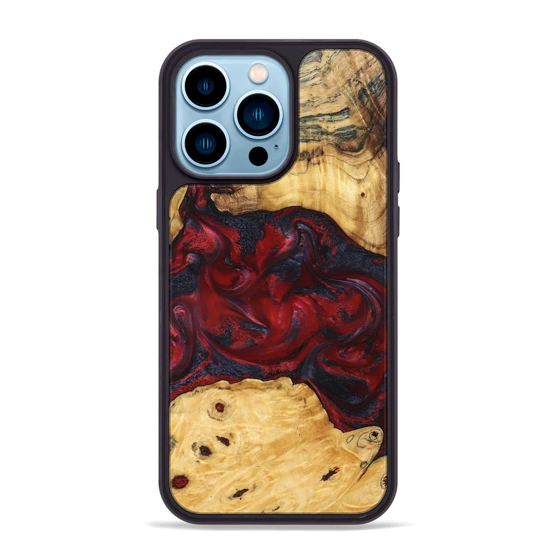 iPhone 14 Pro Max Wood Phone Case - Geneva (Red, 829431)