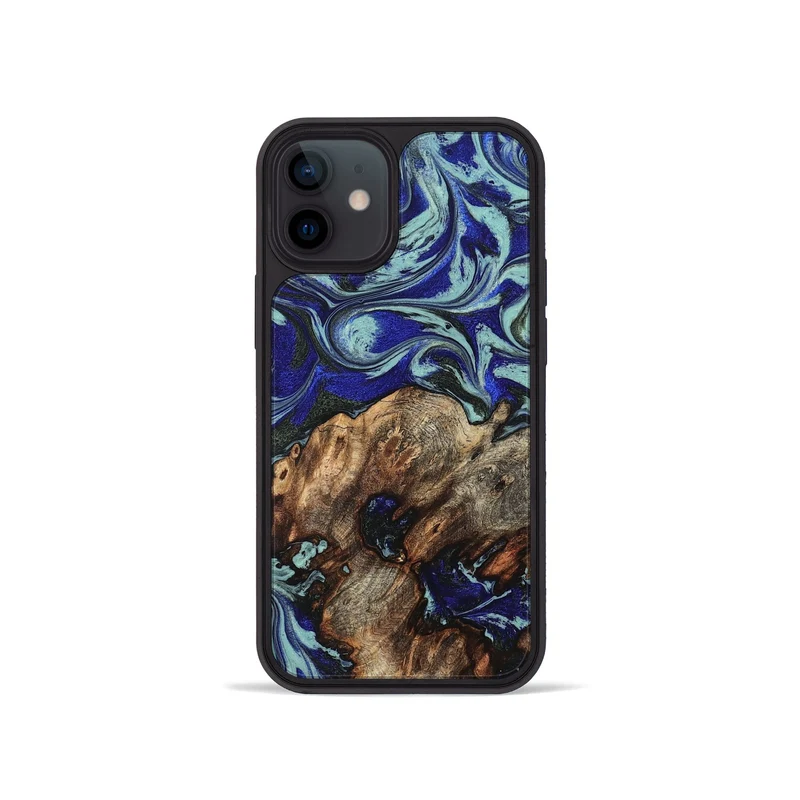 iPhone 12 mini Wood Phone Case - Jairo (Blue, 829422)