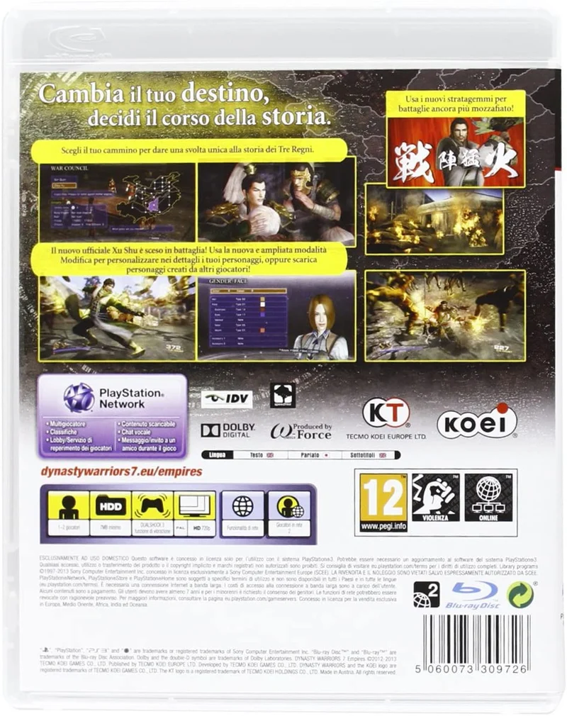DYNASTY WARRIORS 7 EMPIRES PLAYSTATION 3 EDIZIONE ITALIANA