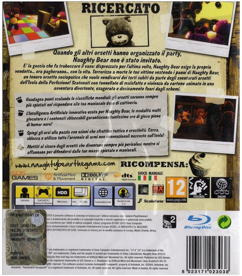 NAUGHTY BEAR PLAYSTATION 3 EDIZIONE ITALIANA