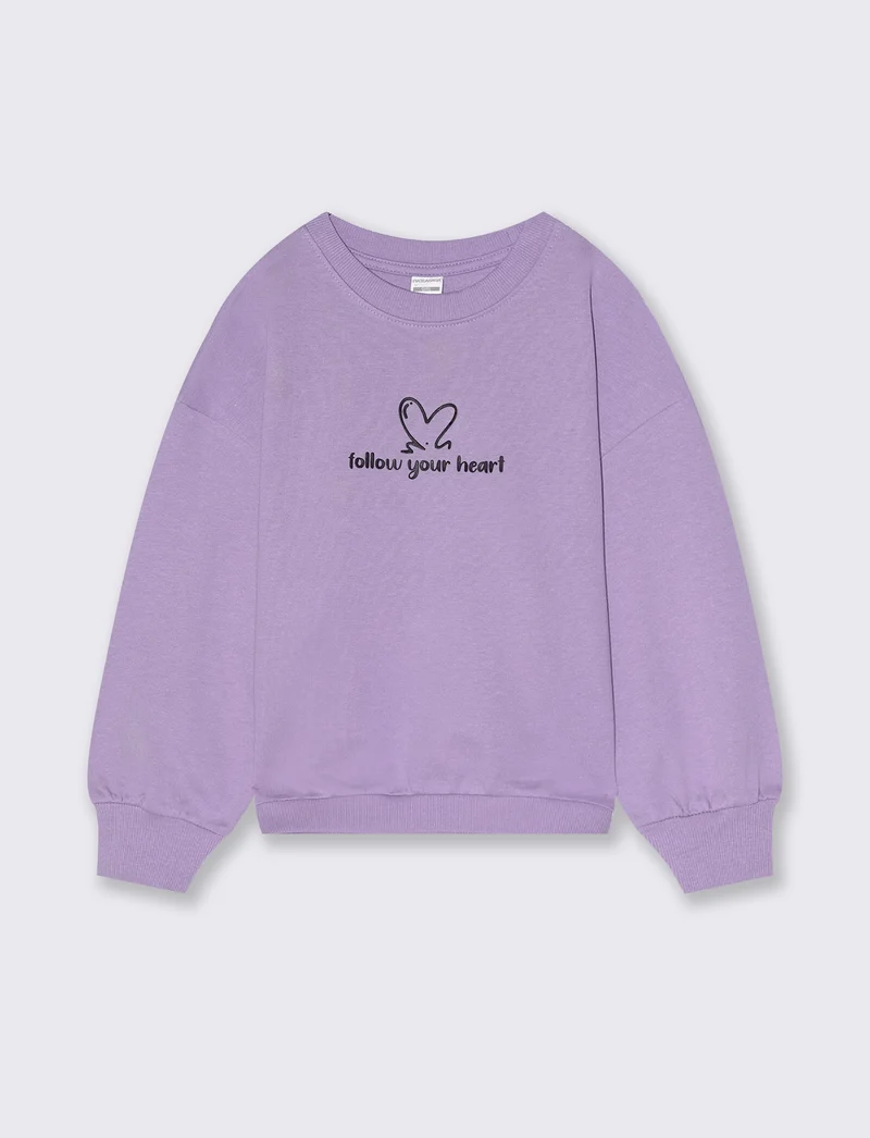Felpa girocollo in cotone. - Lilla