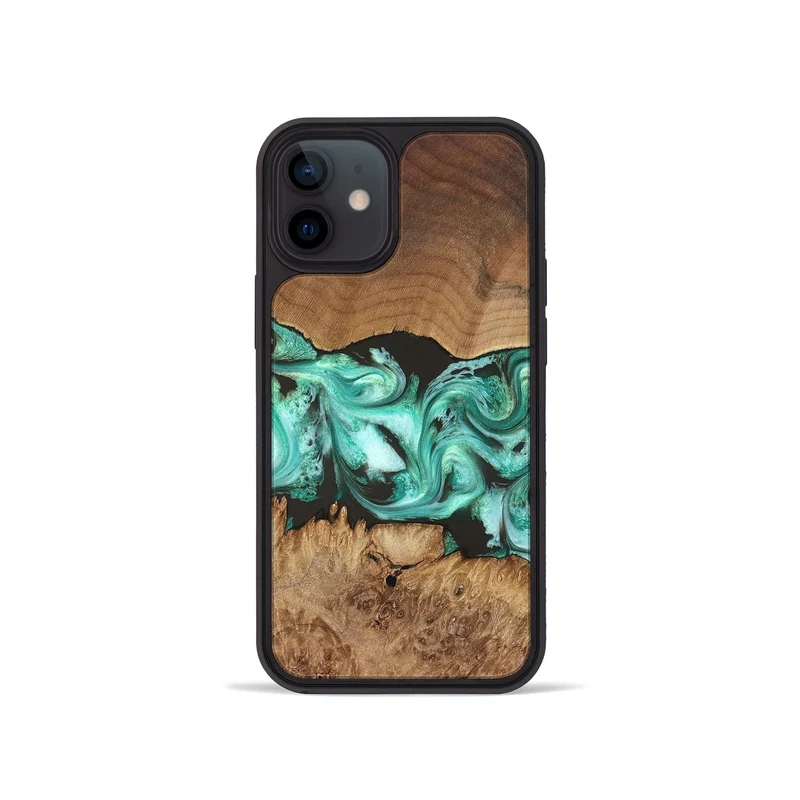 iPhone 12 mini Wood Phone Case - Jamir (Green, 829420)