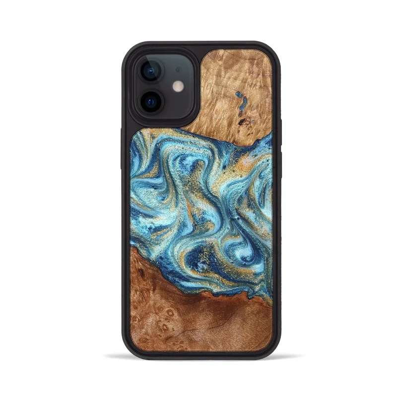iPhone 12 Wood Phone Case - Doug (Teal & Gold, 829410)