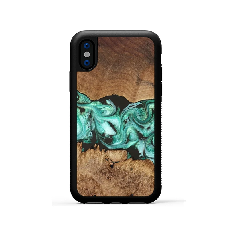 iPhone Xs Wood Phone Case - Jamir (Green, 829420)