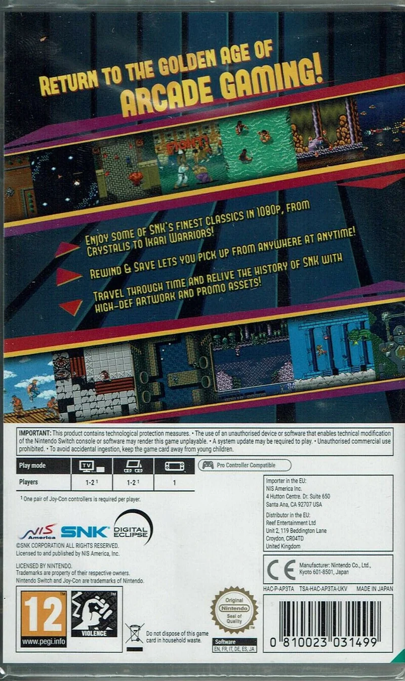 SNK 40TH ANNIVERSARY COLLECTION NINTENDO SWITCH EDIZIONE REGNO UNITO