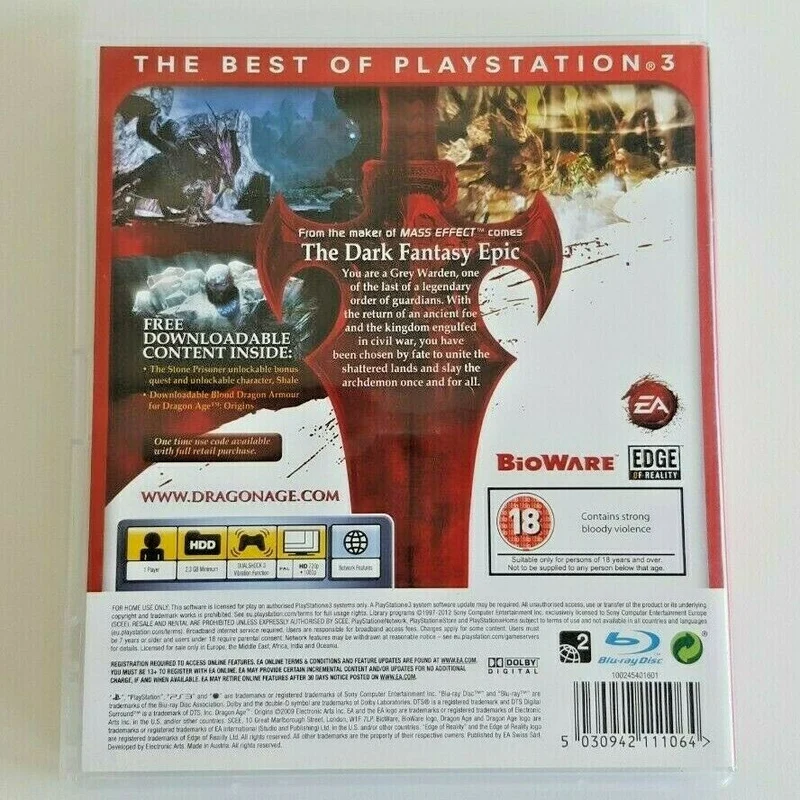 DRAGON AGE ORIGINS ESSENTIALS PLAYSTATION 3 EDIZIONE REGNO UNITO