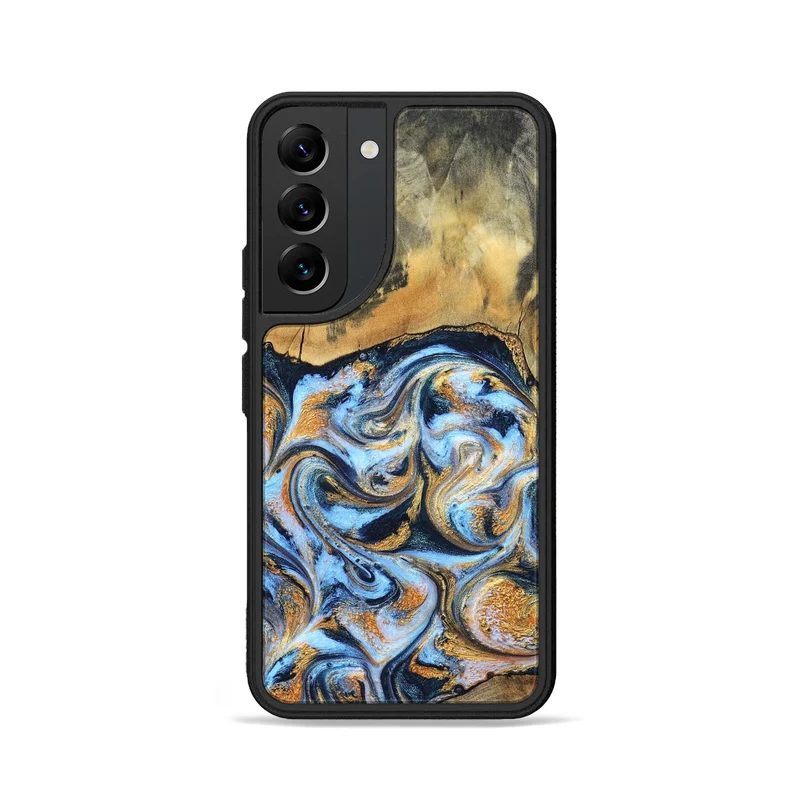 Galaxy S22 Wood Phone Case - Ellen (Teal & Gold, 829416)