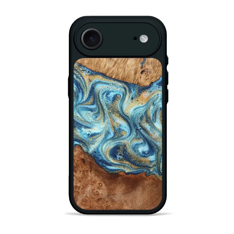 iPhone 17 Air Wood Phone Case - Doug (Teal & Gold, 829410)