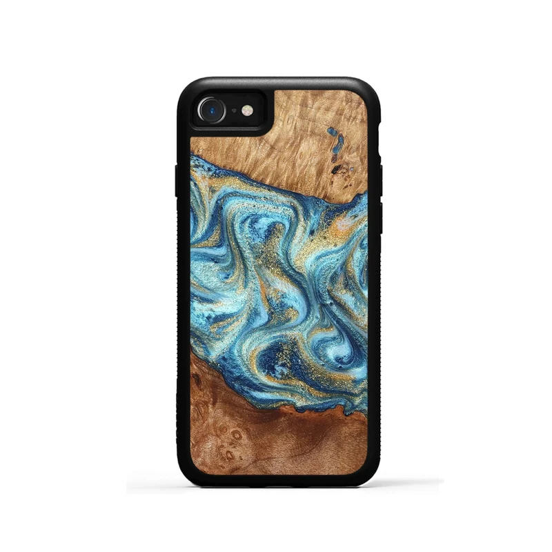 iPhone SE Wood Phone Case - Doug (Teal & Gold, 829410)