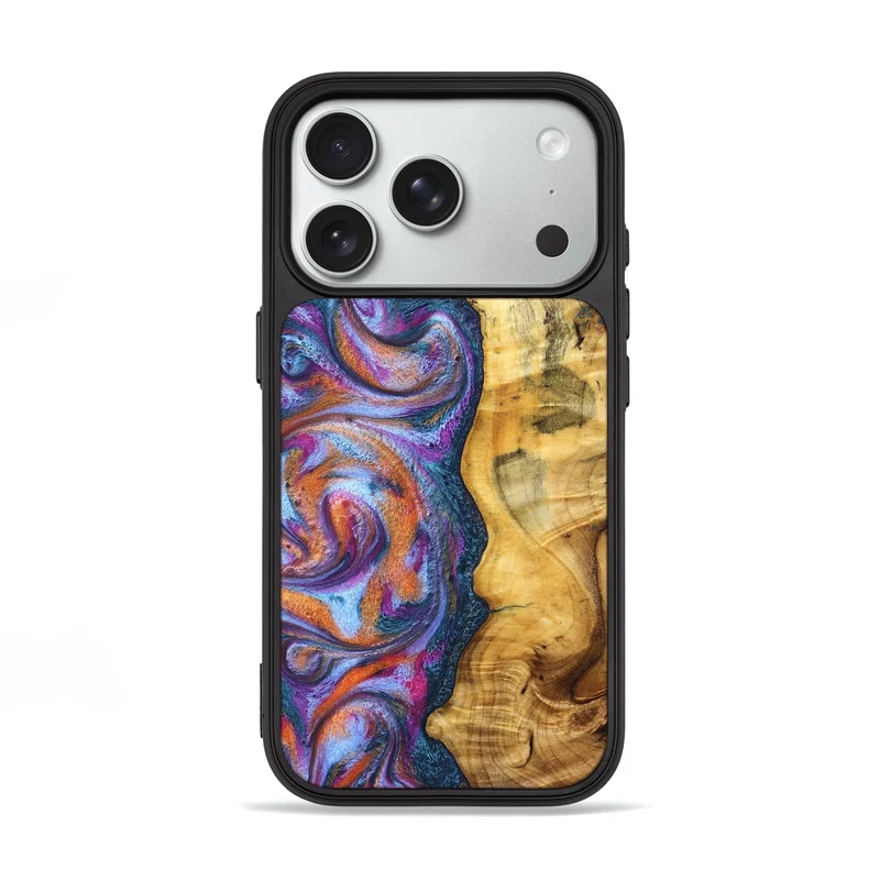 iPhone 18 Pro Wood Phone Case - Tiara (Blue, 829402)