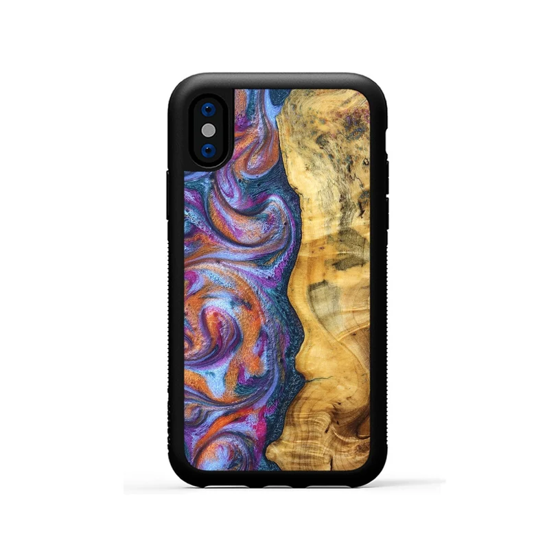 iPhone Xs Wood Phone Case - Tiara (Blue, 829402)