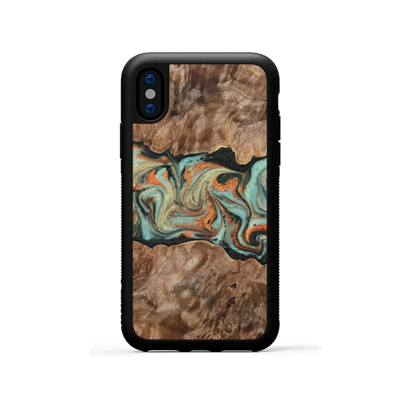 iPhone Xs Wood Phone Case - Brandyn (Green, 829395)