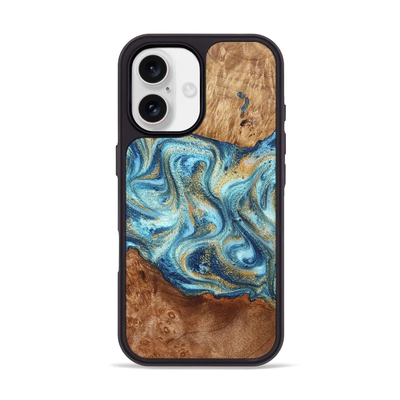 iPhone 17 Wood Phone Case - Doug (Teal & Gold, 829410)