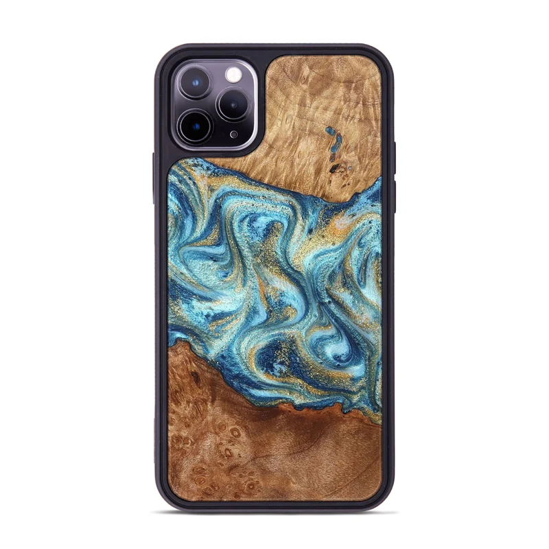 iPhone 11 Pro Max Wood Phone Case - Doug (Teal & Gold, 829410)