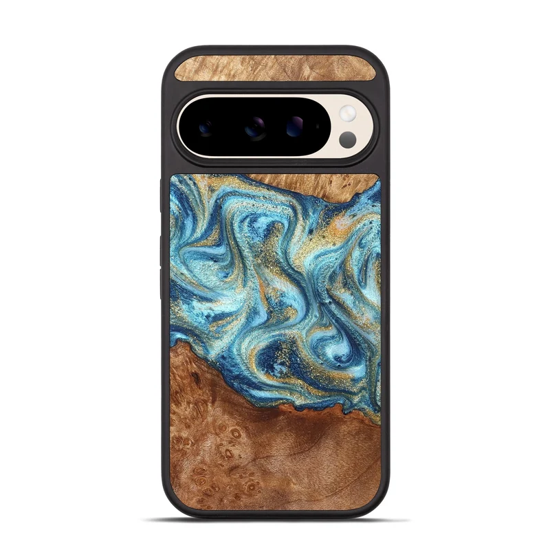 Pixel 10 Pro Wood Phone Case - Doug (Teal & Gold, 829410)