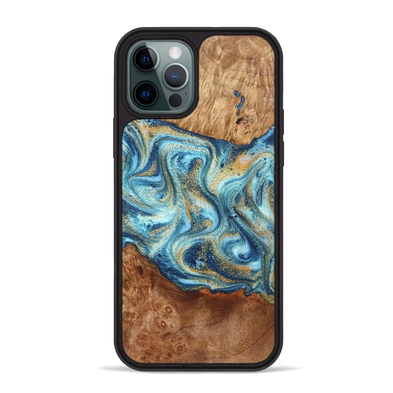 iPhone 12 Pro Max Wood Phone Case - Doug (Teal & Gold, 829410)