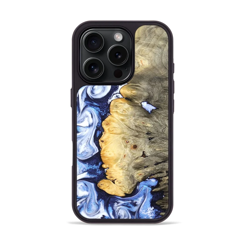 iPhone 16 Pro Wood Phone Case - Terese (Blue, 829406)