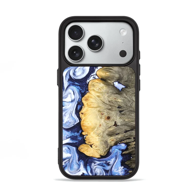 iPhone 18 Pro Wood Phone Case - Terese (Blue, 829406)