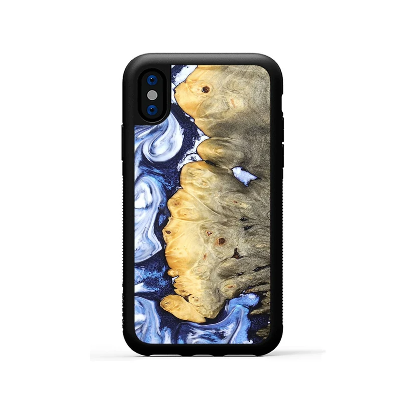 iPhone Xs Wood Phone Case - Terese (Blue, 829406)