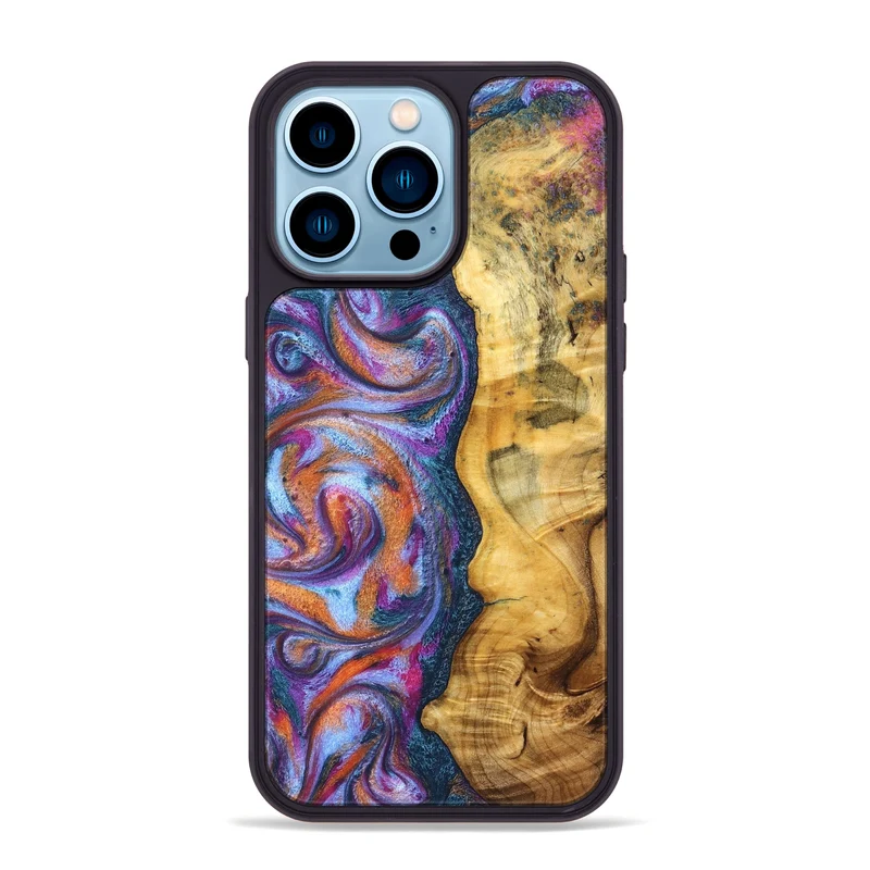iPhone 14 Pro Max Wood Phone Case - Tiara (Blue, 829402)